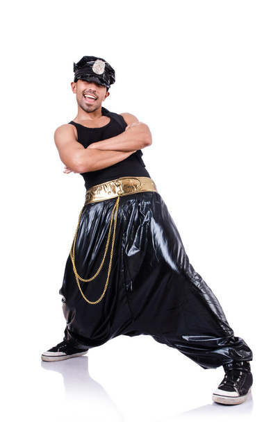 Rap dancer in wide pants on white - Photo, Image