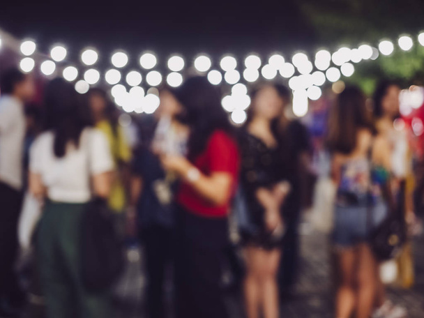 Festival Event outdoor Party Hipster crowd People Blur lighting decoration - Photo, Image