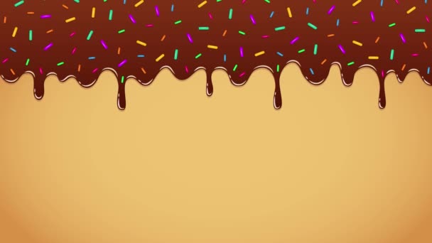 sweet melting chocolate icing with colorful sprinkles - Footage, Video