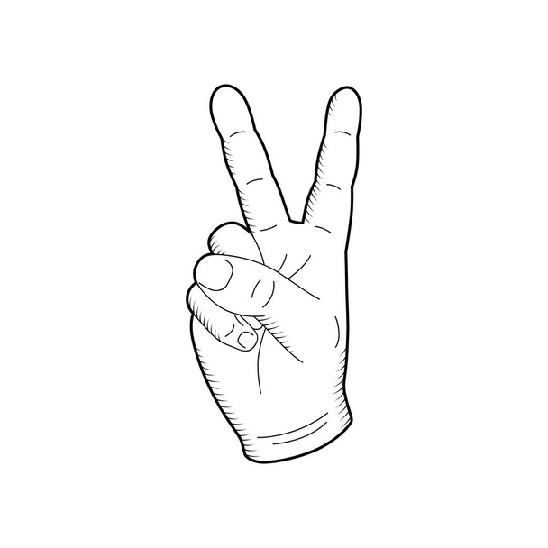 Esquisse geste de main avec symbole de paix
.  - Vecteur, image