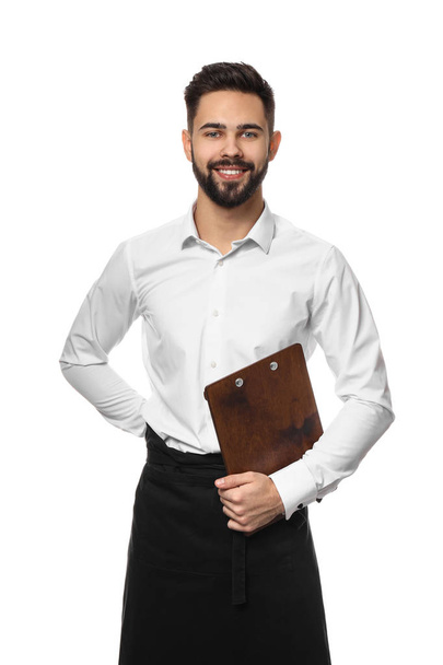Handsome waiter on white background - Foto, imagen