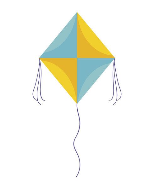 Kite vliegende geïsoleerde pictogram - Vector, afbeelding