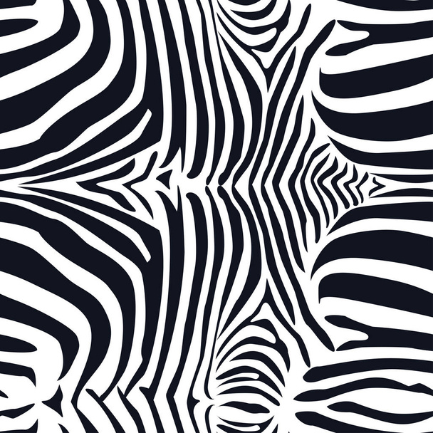 Varrás nélküli állat mintázat, szőr szövet. Zebra bőr. Fekete-fehér vektoros háttérkép. Textil szitanyomógép. - Vektor, kép