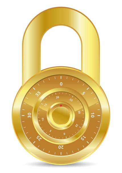золотой комбинированный замок для зоны безопасности
 - Вектор,изображение