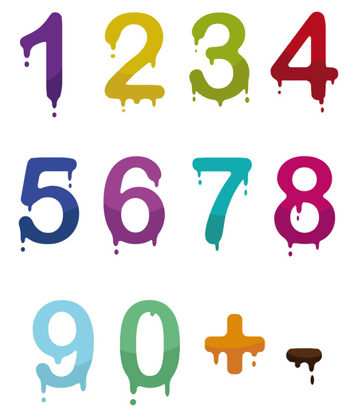 set of color drop numbers in vector mode - Vector, Image