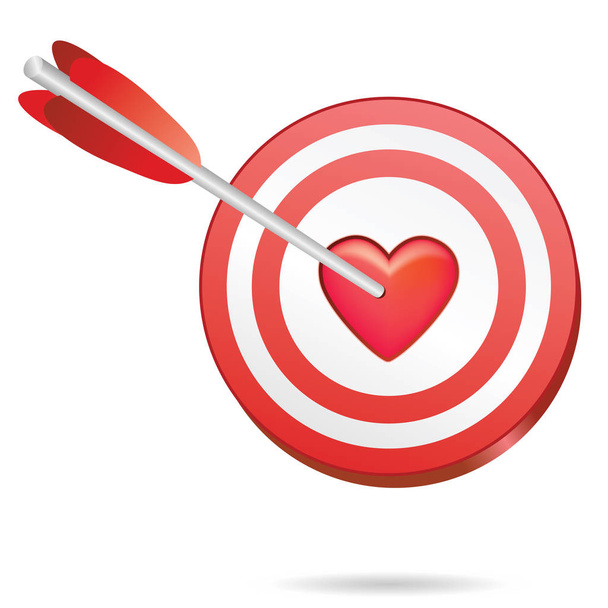 hou van doel in een rood hart, perfecte match - Vector, afbeelding