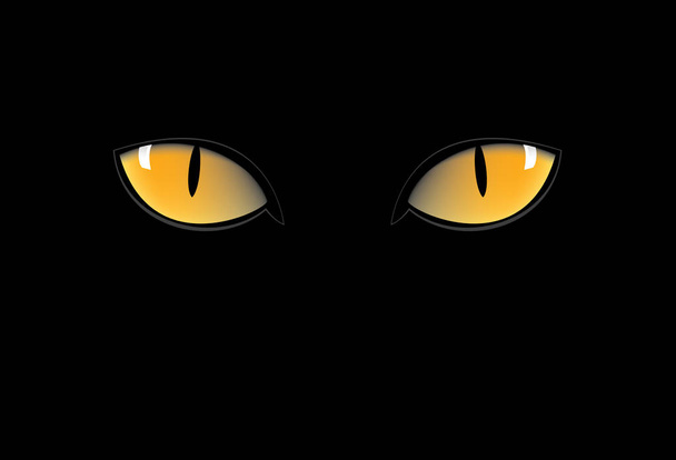 оранжевые кошачьи глаза в темной ночи
 - Вектор,изображение