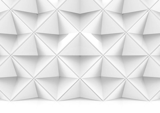 3d rendering. modern white polygonal in square grid shape pattern wall background. - Foto, imagen