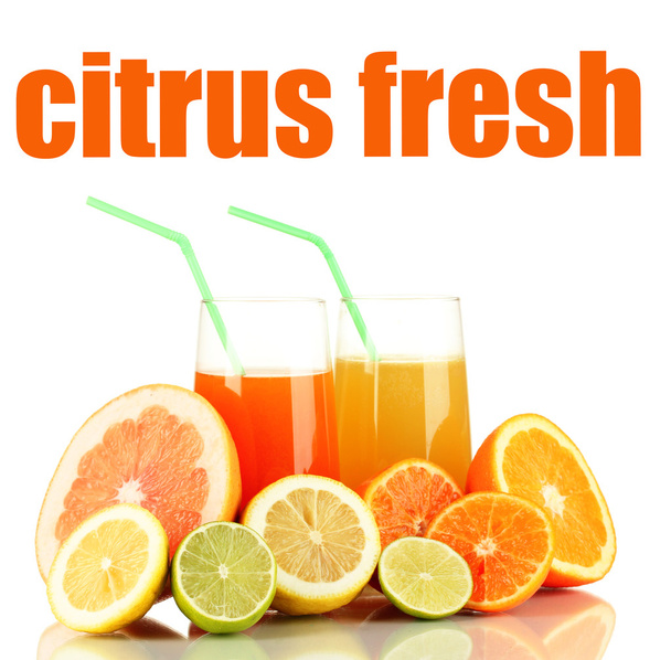 Lots ripe citrus with juices isolated on white - Φωτογραφία, εικόνα