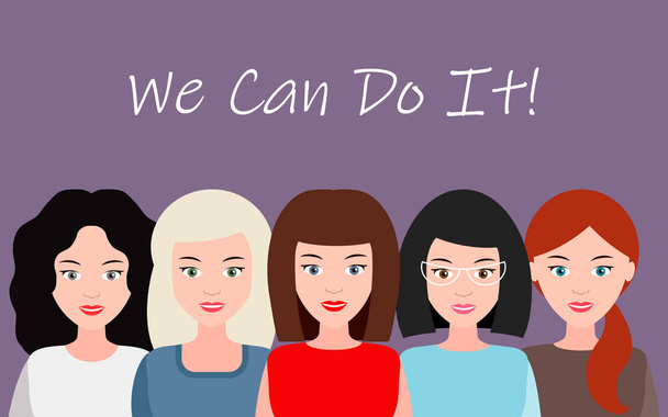 We Can Do It. Symbol of female power, woman rights, protest, fem - Vector, Image
