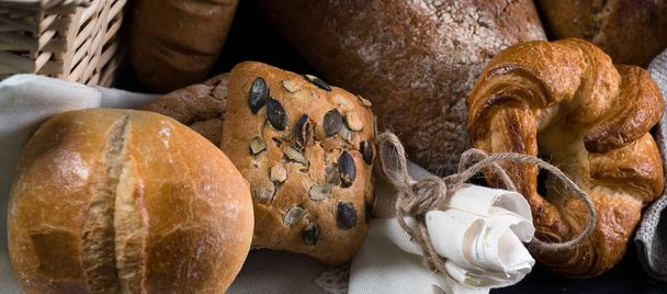 variety of fresh homemade breads and pastries - Photo, Image