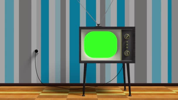 緑色の画面の古いレトロなテレビ - 映像、動画