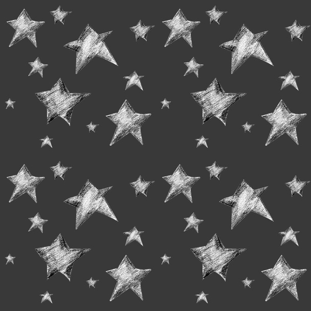 ein stilvolles, nahtloses Muster mit schwarzen und weißen Sternen - Foto, Bild