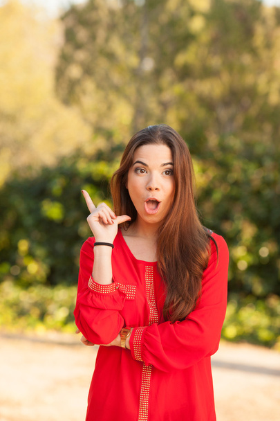 young beautiful woman makes funny face - Foto, immagini