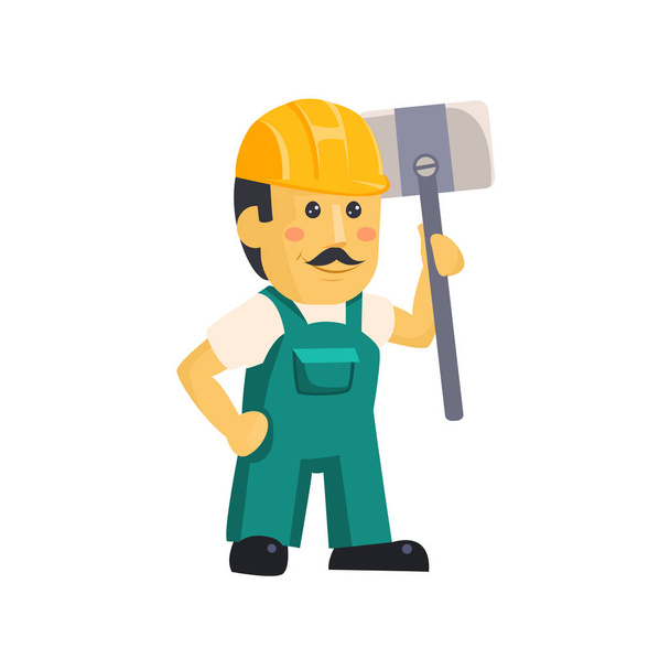 Προς το περιβάλλον κατασκευή εργαζόμενος άνθρωπος με εργαλεία, διάνυσμα  - Διάνυσμα, εικόνα