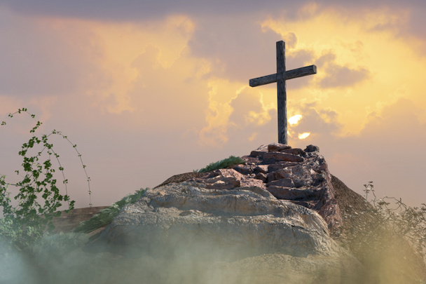 Сходи на хрест Ісус Христос 3d візуалізації - Фото, зображення