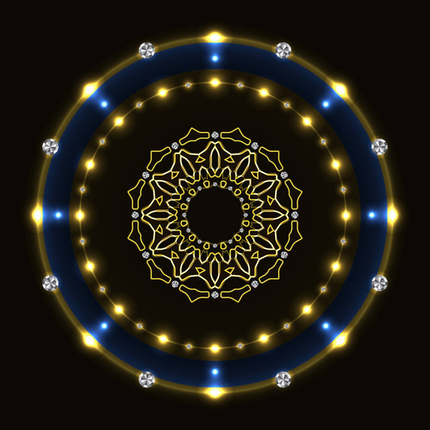 glänzender Kreis mit Mandala - Vektor, Bild