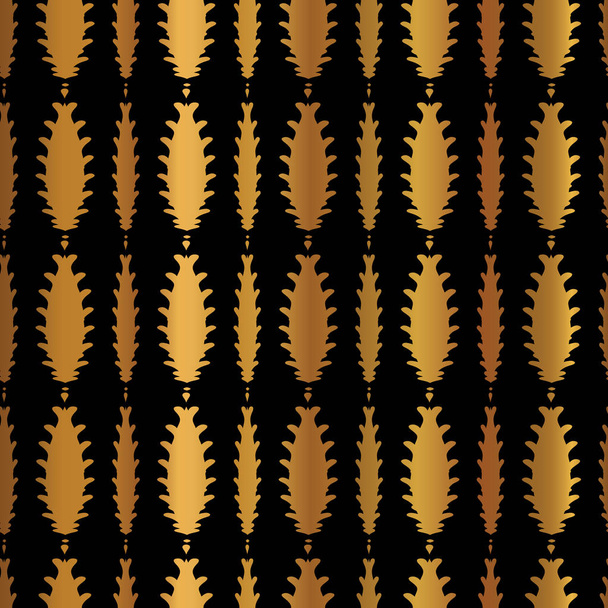 Luxe Gold on Black Pinecone Смугастий візерунок Безшовний Вектор Повторити намальовану металеву фольгу Зоряна ілюстрація
 - Вектор, зображення