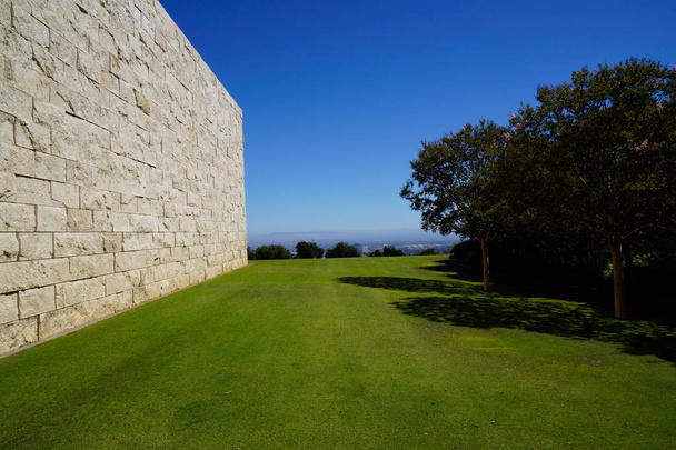 building facade and perfect meadow inside getty center - Photo, Image