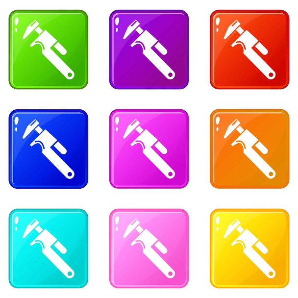 Universal spanner icons set 9 color collection - Vecteur, image