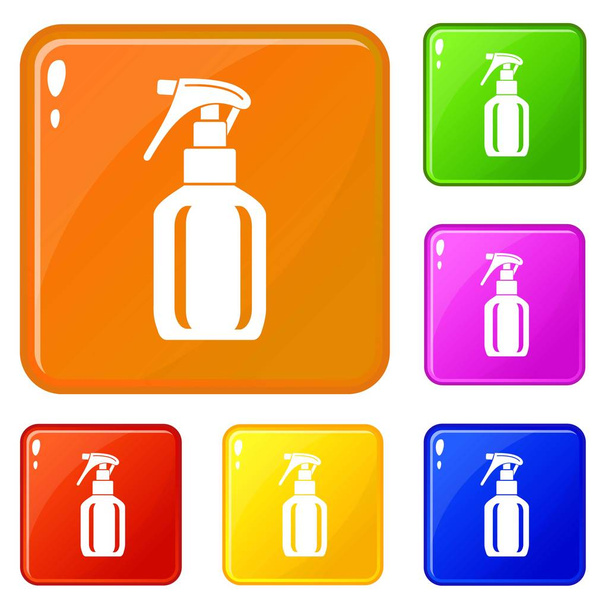 Spray bottle icons set vector color - Vettoriali, immagini