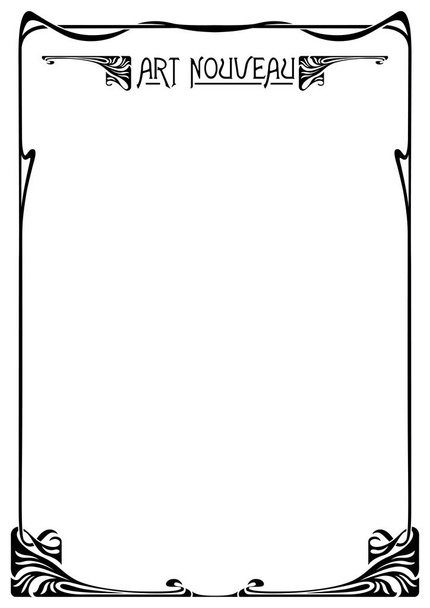 Marco retro negro rectangular y elemento decorativo. Estilo Art Nouveau. A4, A3 proporciones de página
. - Vector, Imagen