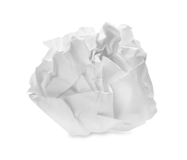 Beyaz arkaplan üzerine buruşmuş kağıt - Fotoğraf, Görsel
