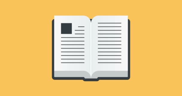 animación icono de libro abierto en un estilo plano sobre fondo naranja
. - Imágenes, Vídeo