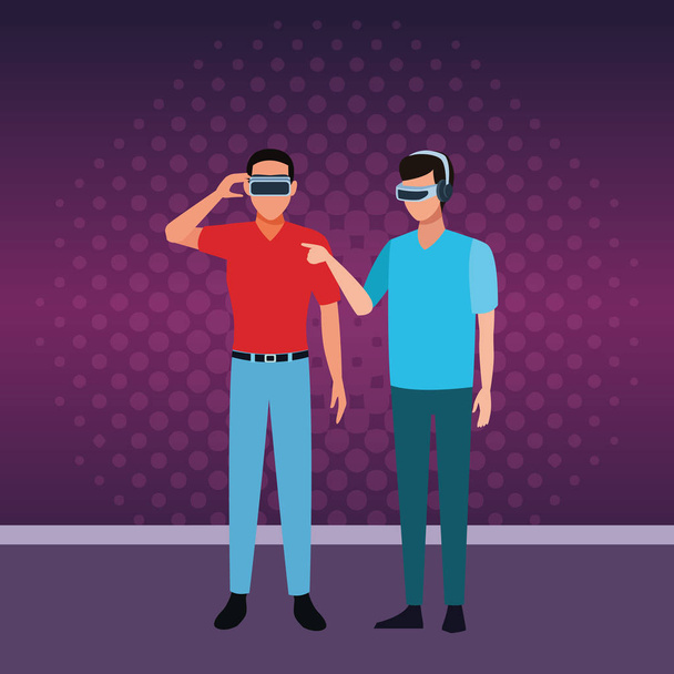 Menschen spielen mit Virtual-Reality-Brillen - Vektor, Bild