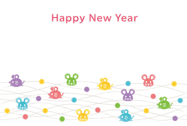 New Year's card. The year of the mouse. - Vector, Image