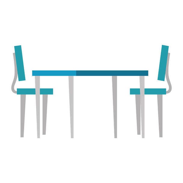 wooden table with chairs - Vector, Image
