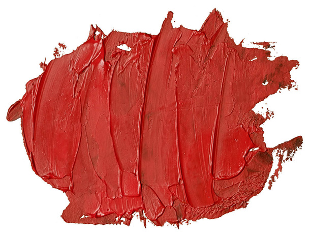 czerwona ręka ciągnione Farba olejna miejscu na białym tle - Zdjęcie, obraz