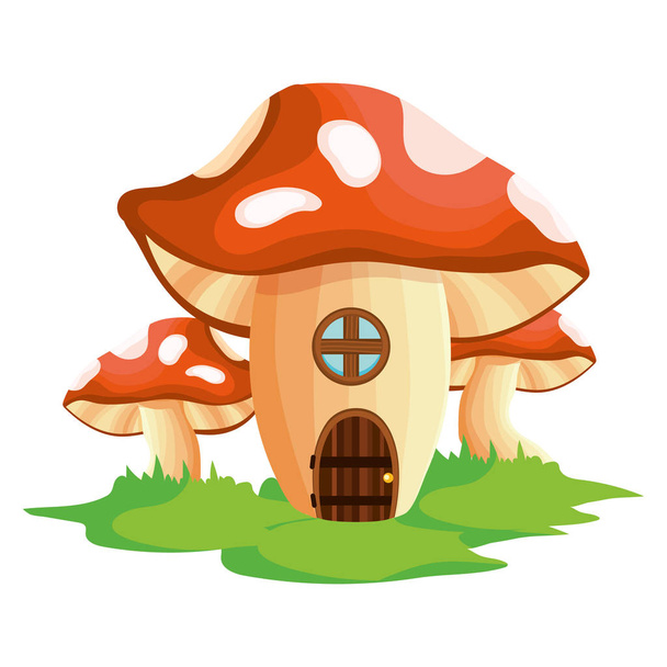raw mushroom cartoon - Vecteur, image
