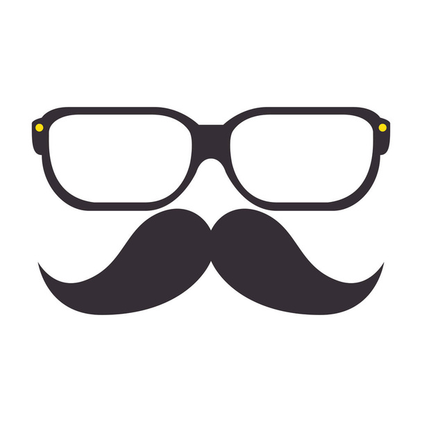 mustache and glasses hipster style - Vector, Imagen