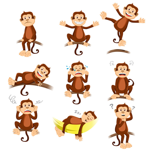 Affe mit anderem Gesichtsausdruck - Vektor, Bild
