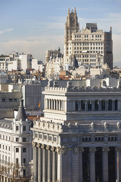 Madrid skyline city center. Downtown traditional buildings. Spai - Photo, Image