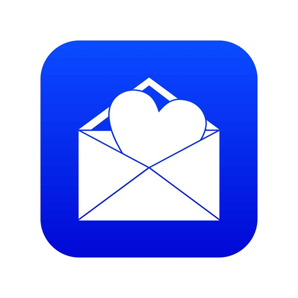 Open envelope with heart icon digital blue - Vetor, Imagem