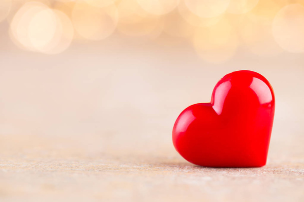 Red heart bokeh background, valentine day greeting card. - Foto, Imagem