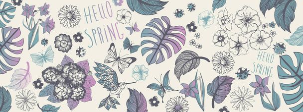 Spring illustrations banner - ベクター画像