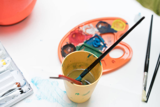 Messy child drawing and painting - Photo, Image