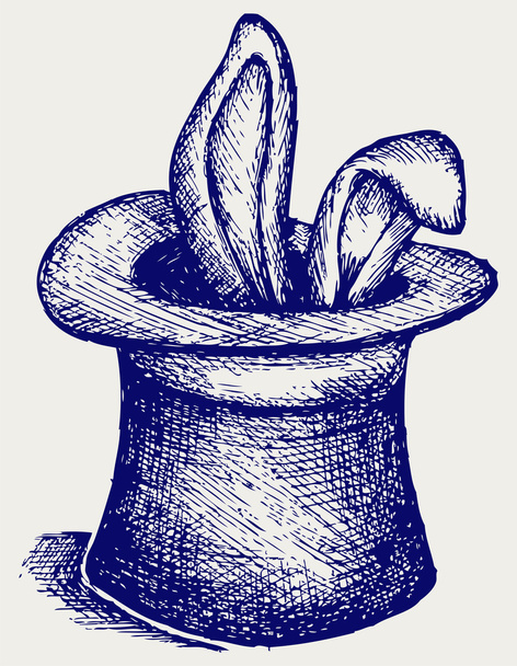 Rabbit in a magician hat - Διάνυσμα, εικόνα