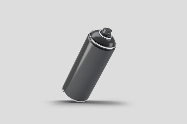 Festék spray palack elszigetelt lágy szürke háttér. Reális fotó mintája fel. 3D-leképezés. - Fotó, kép
