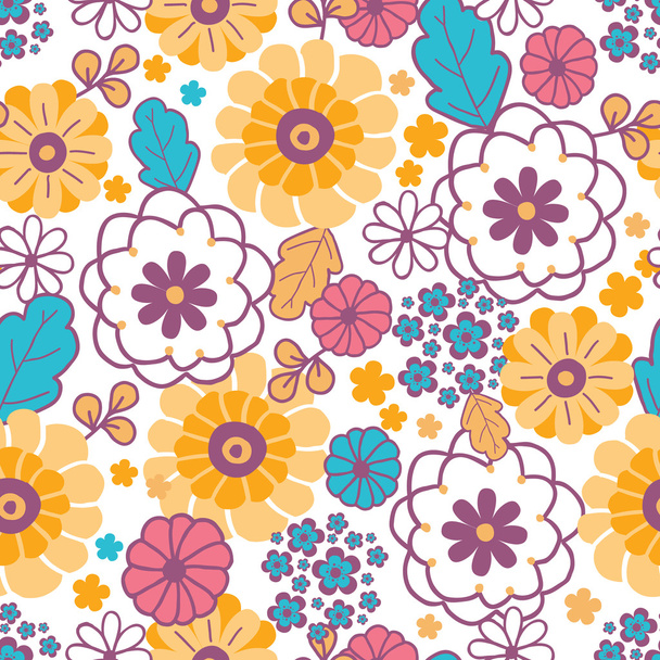 Colorful oriental flowers seamless pattern background - Vector, Image