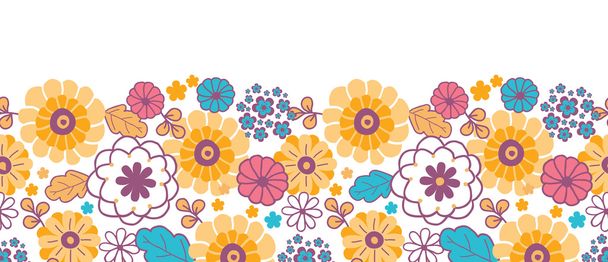 Colorful oriental flowers horizontal seamless pattern background - Vektör, Görsel