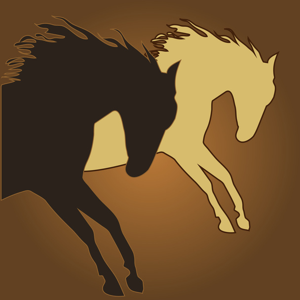 美しい茶色の馬のシルエット - ベクター画像