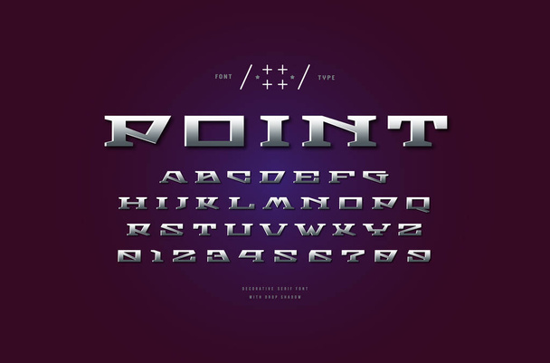 Hopea värillinen ja metalli kromi geometrinen serif fontti
 - Vektori, kuva