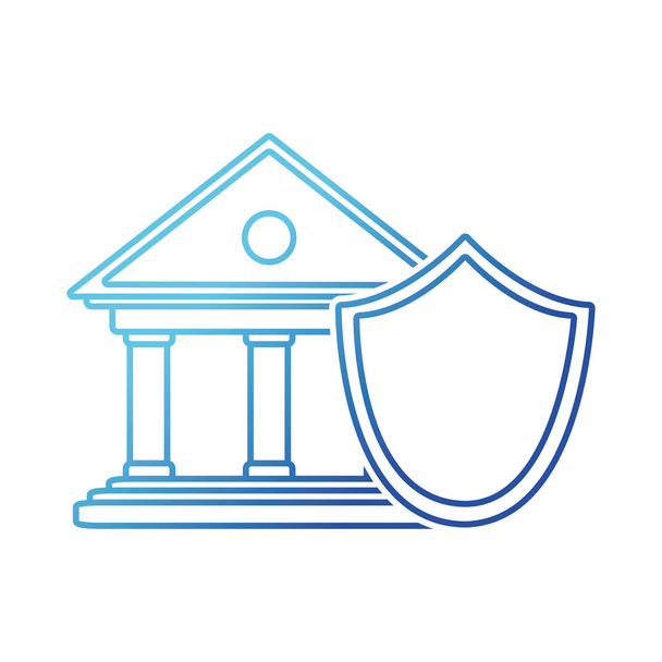modrá čára finance bank ekonomika s štít bezpečnosti vektorové ilustrace - Vektor, obrázek
