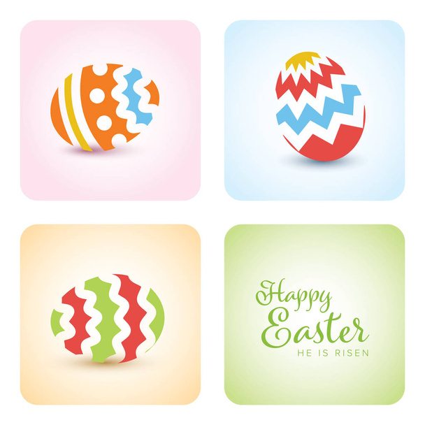 Vector simple easter card template with decorated easter eggs - Вектор,изображение