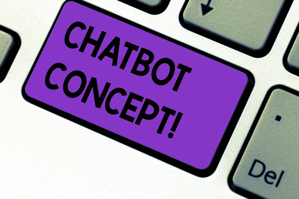 Написання нотатки з концепцією Chatbot. Віртуальний помічник штучного інтелекту онлайн допоможе клавіатурі Намір створити комп'ютерне повідомлення, що натискає ідею клавіатури
. - Фото, зображення