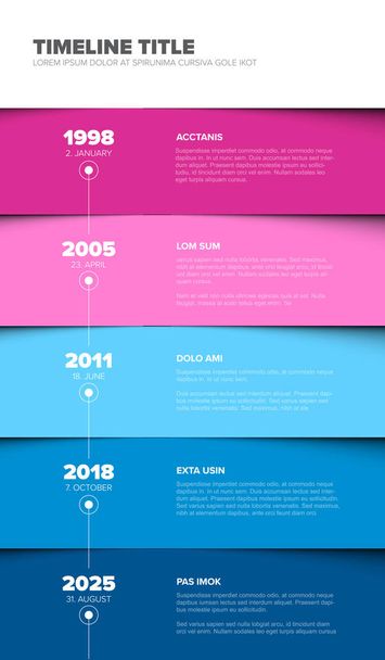 Modèle vectoriel multifonction Infographie timeline fabriqué à partir de six blocs de contenu de couleur rose bleu
 - Vecteur, image